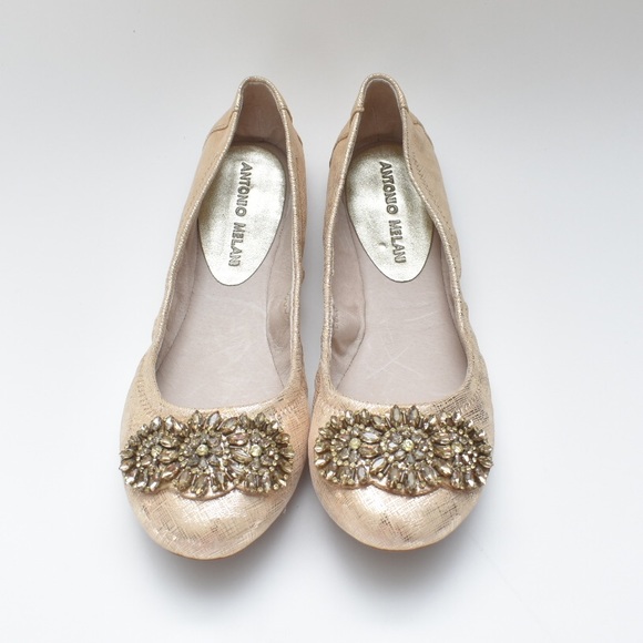 ANTONIO MELANI Shoes - ANTONIO MELANI | Gold Rhinestone Flats